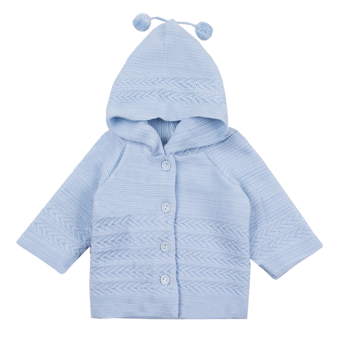 Жилетка с качулка от плетиво в синьо