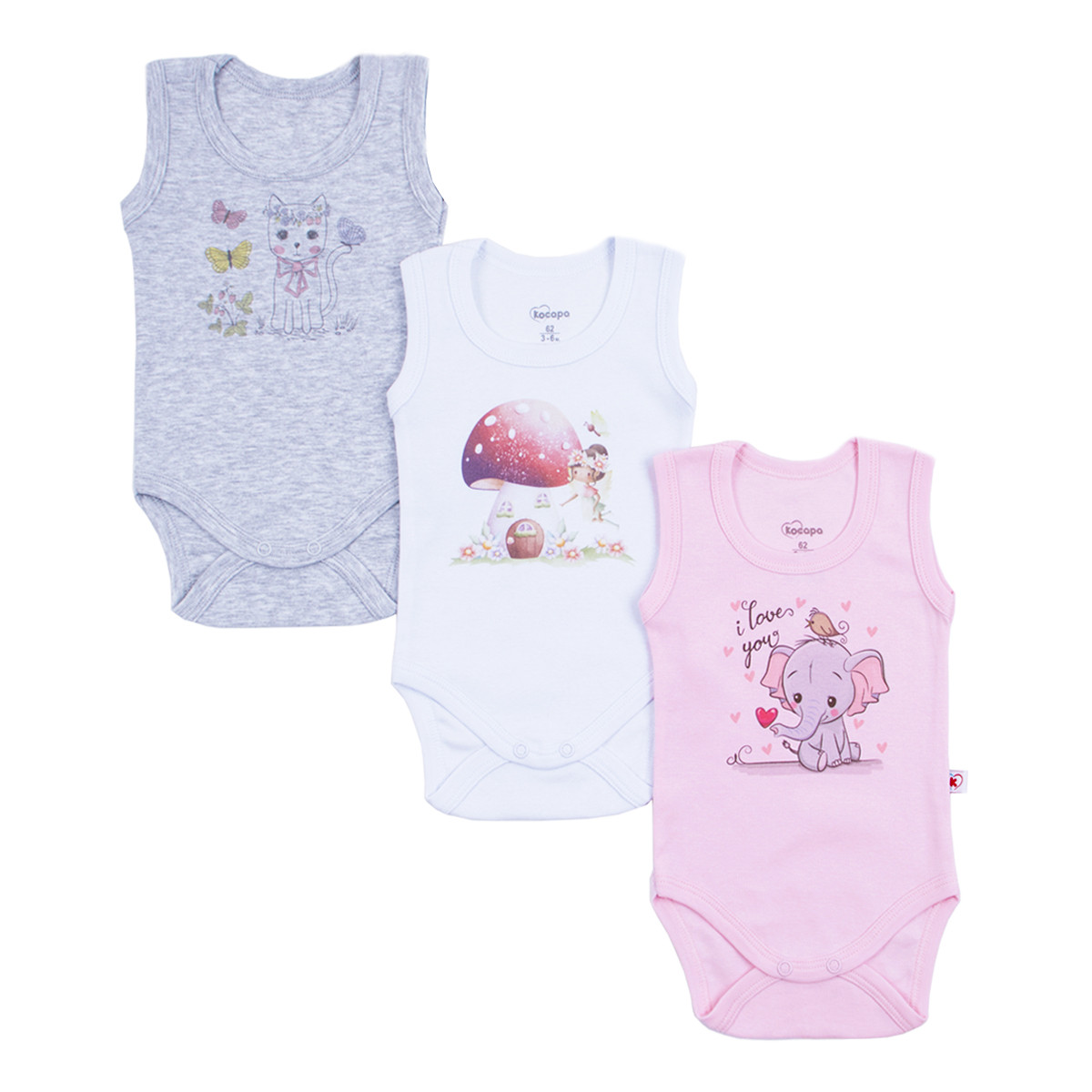 Три боди-потника от памучен рипс за момичета