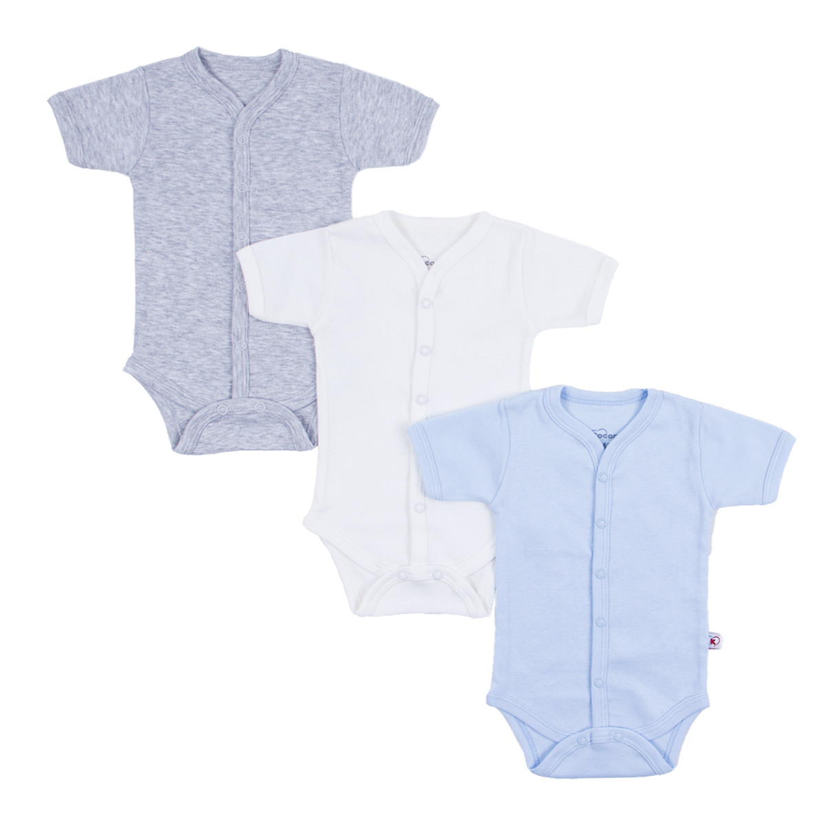 Тройка бодита с къс ръкав от памучен рипс